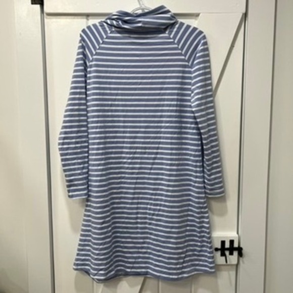 Duffield Lane Womens Dress XS Blue White Stripe NEW $156 Cowln Neck Cotton Knit - Picture 4 of 7